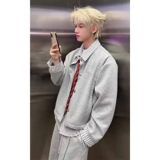 批发秋冬季新款假两件工装外套<b class='q'>男士</b>韩版<b class='q'>卫衣</b>ins港风夹克休闲宽松上衣