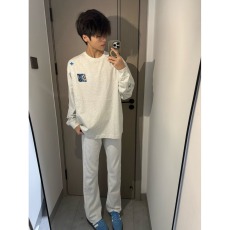 批发简约高质量重磅纯棉刺绣长袖<b class='q'>T</b>流行新款百搭慵懒潮流文艺气质<b class='q'>原宿</b>