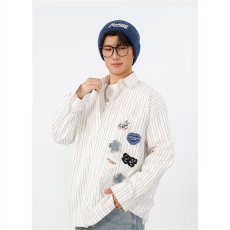 批发新款趣味设计长袖<b class='q'>衬衫</b>男秋季宽松小众高级感情侣百搭<b class='q'>衬衣</b>外套