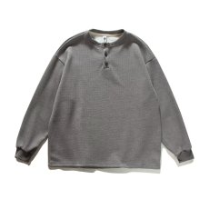 批发美式亨利领长袖t恤<b class='q'>体恤</b>衫<b class='q'>男</b>春秋季华夫格宽松休闲内搭打底衫上衣