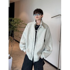 批发花灰色毛呢夹克棉服<b class='q'>男士</b>春秋美式高级工装<b class='q'>卫衣</b>外套短款立领棒球服