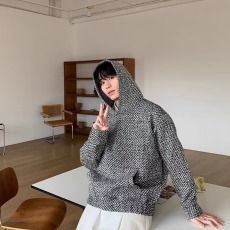 批发春季新款小香风情侣连帽卫衣<b class='q'>男</b>休闲宽松编织外套时尚百搭套头上衣