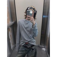 批发ins简约日系时尚晶石纽扣肌理线条感长袖<b class='q'>T</b>百搭<b class='q'>原宿</b><b class='q'>潮流</b>文艺新款