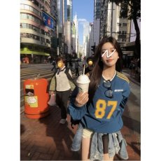 批发酷丝棉美式复古字母印花球衣慵懒时尚<b class='q'>原宿</b><b class='q'>文艺</b>ins流行日系新款