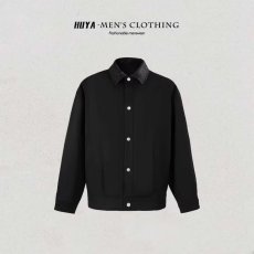 批发男装秋季新款夹克翻领简约刺绣时尚复古<b class='q'>街头</b>潮流设计休闲外套