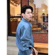 批发春秋季男士牛仔长袖<b class='q'>衬衫</b>休闲痞帅<b class='q'>衬衣</b>高级感上衣<b class='q'>男装</b>外套