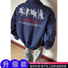 批发秋季美式<b class='q'>街头</b>战马刺绣飞行夹克男女宽松高街潮牌情侣百搭休闲外套