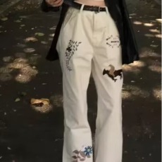 批发欧洲站高端潮牌刺绣牛仔裤<b class='q'>男</b>夏季修身<b class='q'>小脚裤</b><b class='q'>男</b>士潮流时尚黑色裤子