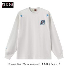 批发时尚简约ins新款潮流慵懒文艺百搭高质量重磅纯棉刺绣<b class='q'>长袖</b>T日系