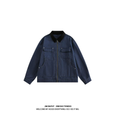 批发美式水洗工装夹克外套男士2025春秋季复古撞色翻领飞行服褂子运动