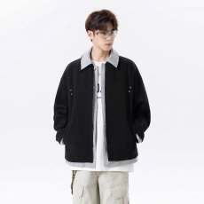 批发外套男春秋季男装2025新款潮流痞帅拼色翻领高端大码潮牌休闲夹克