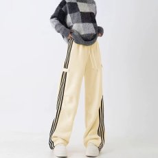 批发学院风侧条纹运动裤女<b class='q'>春</b>夏季2025新款显瘦两穿卫裤慵懒百搭直筒裤