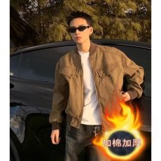 批发秋冬韩版时髦复古cleanfit工装皮质短款夹克外套男士宽松棒球服潮