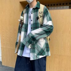 批发撞色格子男长袖秋季韩版潮流ins<b class='q'>衬衣</b>学生痞帅宽松休闲上<b class='q'>衬衫</b>衣服