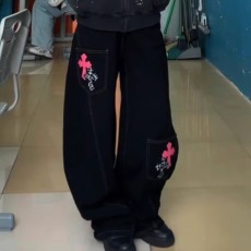 批发复古工装牛仔裤男秋冬款宽松直筒阔腿痞帅高级感<b class='q'>裤子</b>潮流美式高街