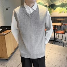 批发无袖针织毛衣<b class='q'>背心</b>v领马夹纯色套头坎肩毛线打底秋冬马甲<b class='q'>男</b>装
