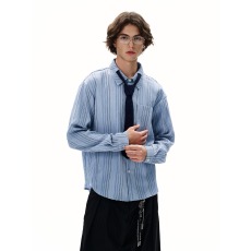 批发春秋季新款国潮牌春季嘻哈情侣<b class='q'>街头</b>宽松彩色花纱水洗外套衬衫