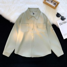 批发休闲<b class='q'>衬衫</b>男春秋季痞帅<b class='q'>男装</b>宽松百搭长袖外套美式复古休闲夹克上衣