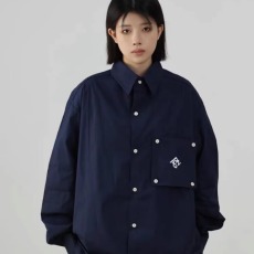 批发简约<b class='q'>刺绣</b>纽扣设计感长袖<b class='q'>衬衫</b>男女美式复古宽松bf风百搭休闲<b class='q'>衬衣</b>男
