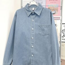 批发日系复古水洗长袖牛仔衬衫男ins潮牌宽松bf风春秋情侣简约薄外套