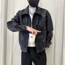 批发美式复古<b class='q'>皮衣</b>外套男秋季PU机车服vintage美拉德<b class='q'>男士</b>潮牌宽松夹克
