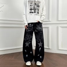 批发高端秋季新款高端弹力机车牛仔裤男士<b class='q'>修身</b>小脚休闲黑色拉链长裤子