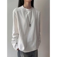 批发白色速干长袖<b class='q'>t</b><b class='q'>恤</b>男女秋季新款重磅正肩卫衣小领口内搭打底衫