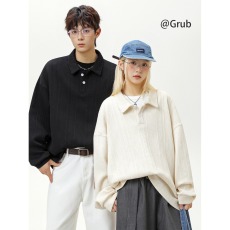 批发老钱风提花<b class='q'>POLO</b><b class='q'>衫</b><b class='q'>男</b>女秋季美式复古翻领情侣外套潮牌宽松运动上衣