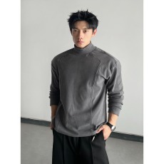 批发纯色半高领德绒长袖<b class='q'>T</b><b class='q'>恤</b>男秋冬保暖内搭2025新款男生打底上衣