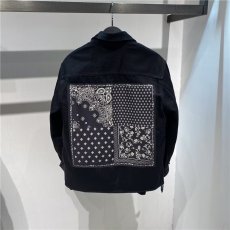 批发腰果花牛仔外套男上衣男春秋冬潮牌个性印花工装<b class='q'>衬衫</b>休闲黑色夹克