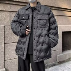 批发小棉衣大码20245秋冬新款时尚小香风拼接宽松菱形格棉服外套