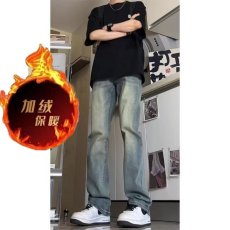 批发复古蓝牛仔裤男款2025新款秋季薄款直筒<b class='q'>修身</b>微喇美式高街vibe裤子