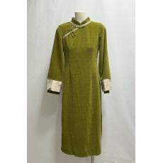 批发新中式国风【一川枫叶】气质矜贵旗袍<b class='q'>复古</b>显瘦假两件长款连衣裙