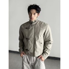 批发重磅水洗立领夹克男女秋季美式复古<b class='q'>潮牌</b>拉链短款情侣工装休闲外套