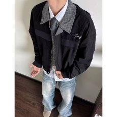 批发ins<b class='q'>潮牌</b>黑色夹克男款春秋高级感美式街头复古vintage翻领工装外套