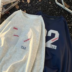 美式复古数字贴布绣圆领球服卫衣男宽松百搭高级感运动上衣