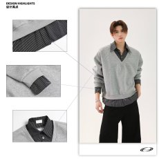 原宿气质简约潮流流行日系百搭慵懒长袖假两件卫衣ins文艺新款