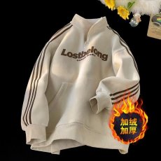 批发美式复古杠重磅套头卫衣男女款秋季休闲运动cleanfit立领长袖<b class='q'>T</b><b class='q'>恤</b>