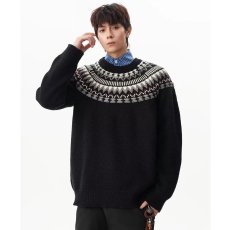 批发北欧费尔岛毛衣秋季<b class='q'>宽松</b>复古提花内搭男女韩系可外穿<b class='q'>打底衫</b>上衣