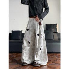 批发美式休闲痞帅水洗复古个性五角星印花微<b class='q'>垮</b>牛仔<b class='q'>裤</b>男款百搭锥形<b class='q'>裤</b>子