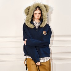 批发小熊耳朵毛领开衫<b class='q'>外套</b>女2025新款秋冬装宽松时尚休闲卫衣上衣