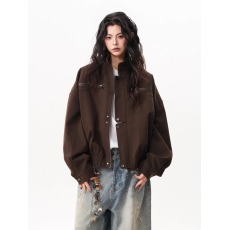 批发美式巴恩风立领工装夹克男女秋季覆古百搭潮<b class='q'>外套</b>vibe宽松休闲上衣