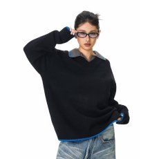 批发春秋美式潮牌假两件<b class='q'>衬衫</b>领卫衣男女重磅宽松休闲百搭情侣打底上衣