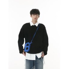 批发冬季破坏风不规则圆领针织毛衣长袖<b class='q'>男</b>宽松慵懒纯色百搭休闲针织衫