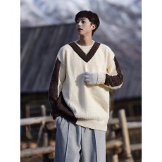 批发青少年韩版港风针织衫潮流痞帅小众设计感青春流行<b class='q'>男</b>长袖圆领毛衣