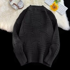 批发秋季半高领毛衣<b class='q'>男</b>日系ins复古宽松慵懒风提花情侣休闲针织上衣