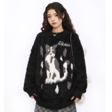 批发慵懒风毛衣<b class='q'>男</b>女秋冬季青少年潮牌宽松针织衫初中高中学生打底衫