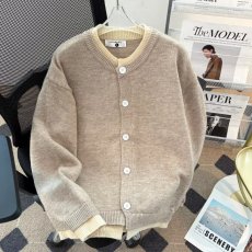 批发日定休早秋慵懒风假两件针织外套<b class='q'>男</b>纽扣开衫毛衣宽松百搭上衣