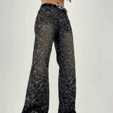 批发巴黎满印提花<b class='q'>牛仔裤</b><b class='q'>男</b>款秋美式复古微喇裤<b class='q'>修身</b>显瘦弯刀直筒裤