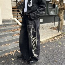 批发美式复古印花直筒牛仔裤男女2025<b class='q'>新款</b>高腰宽松裤子阔腿裤